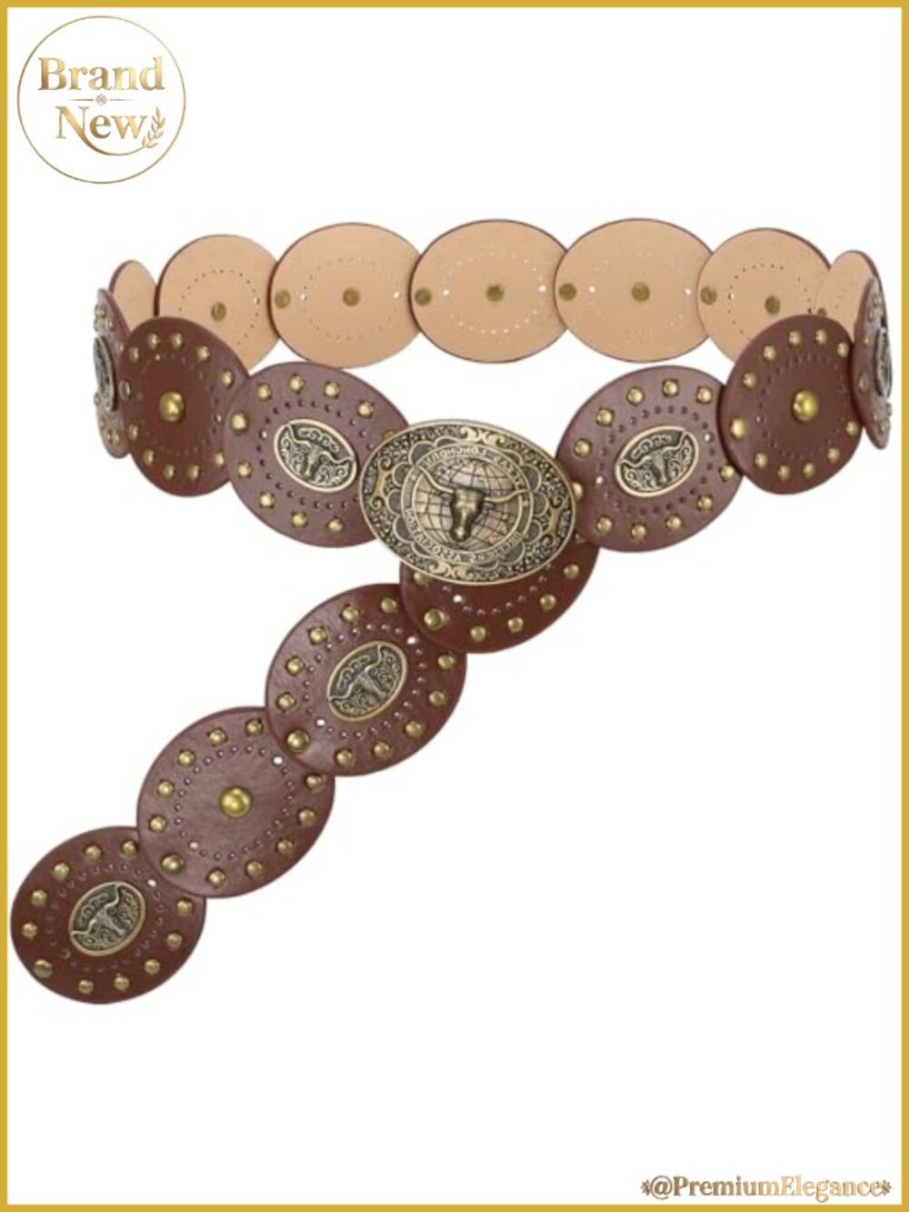 Women's Boho Disc Belt Cowboy Wide Western Concho Faux Leather Belt
